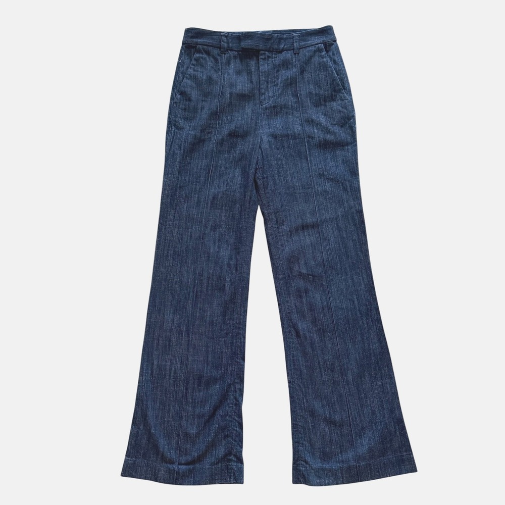 Joie Sylvana Pintuck Denim Flare Pants High Rise Jeans Trousers 10 Long boho
